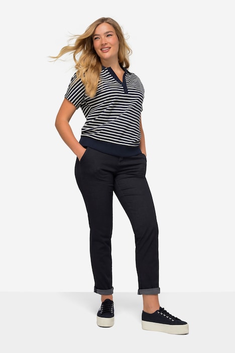 Chino-Hose, Stickerei, Flatfront, mit recyceltem Polyester