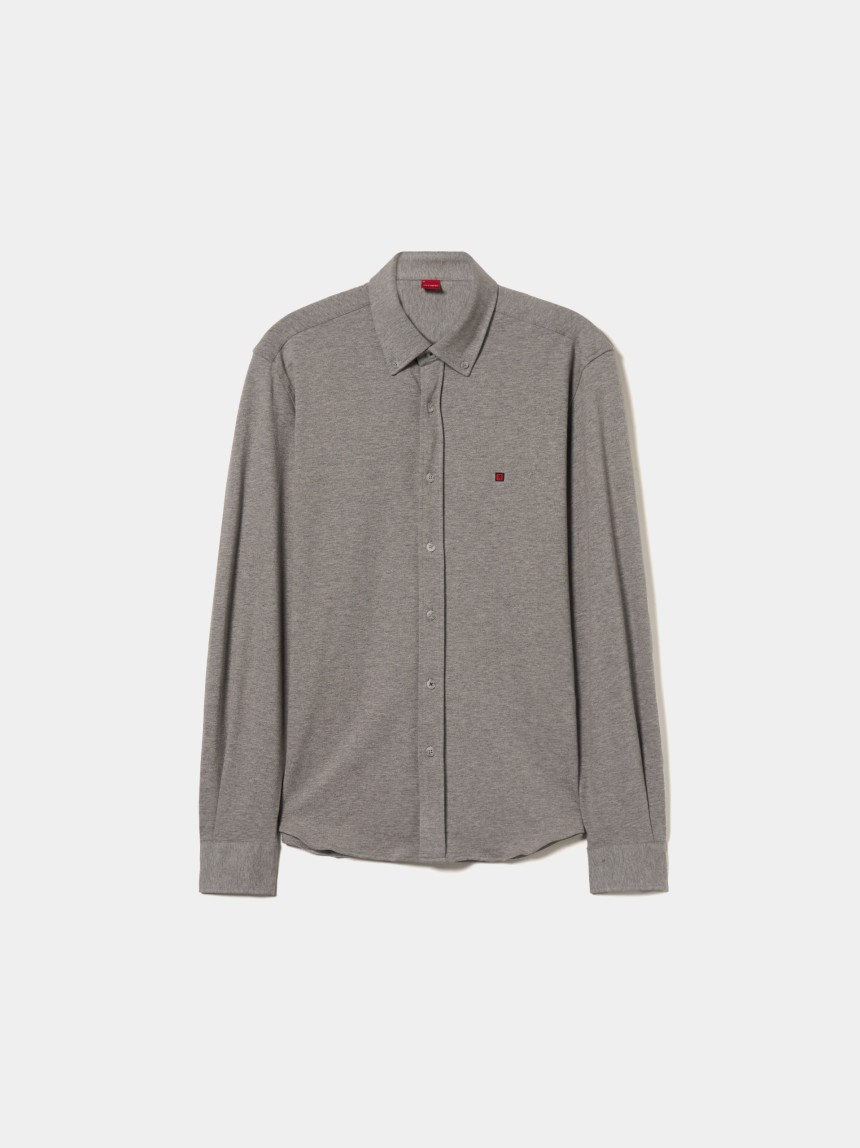 Camisa slim fit em malha piqué