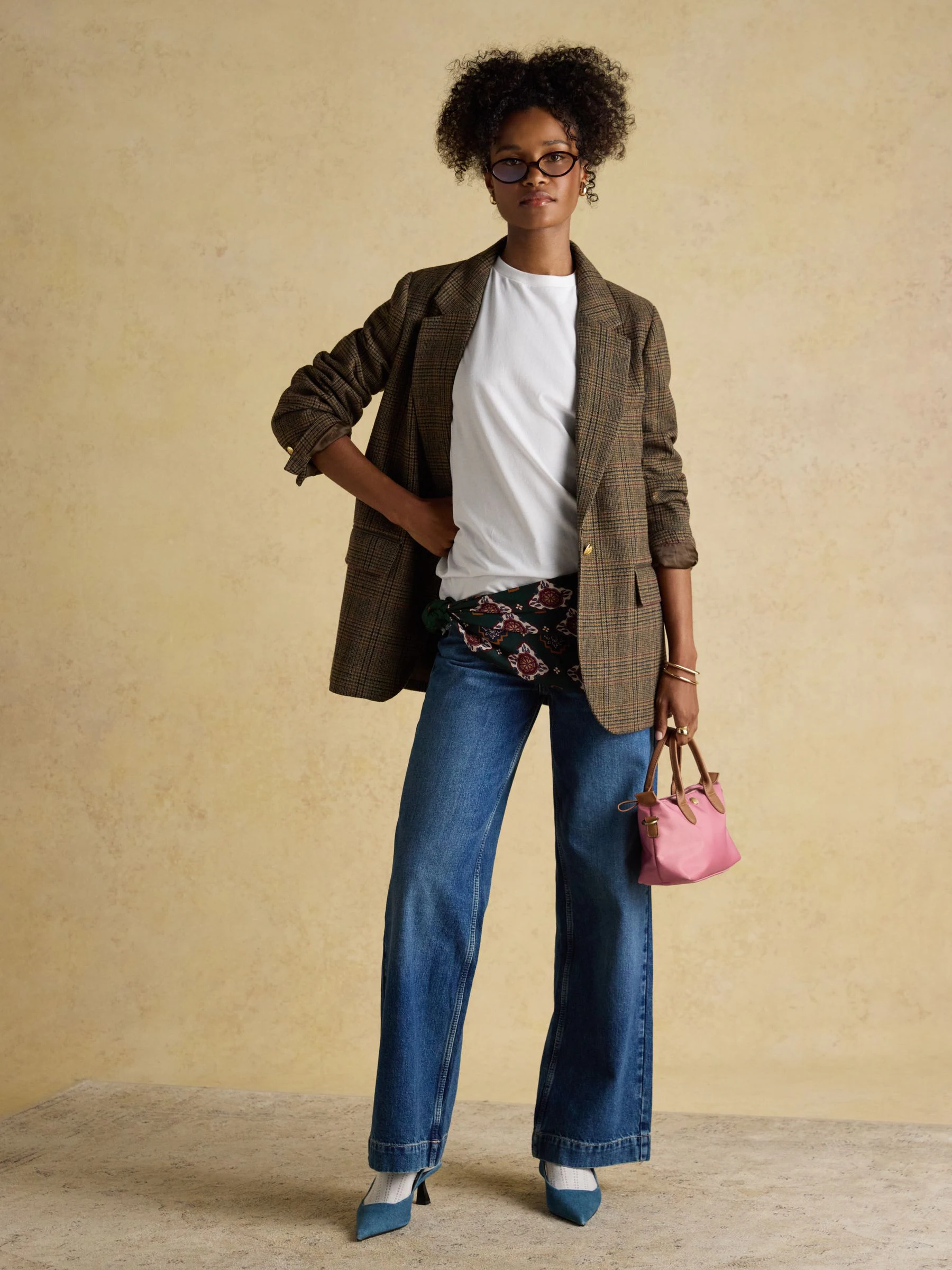 Roze - Joules Edie Ecru Check Crossbody Bag