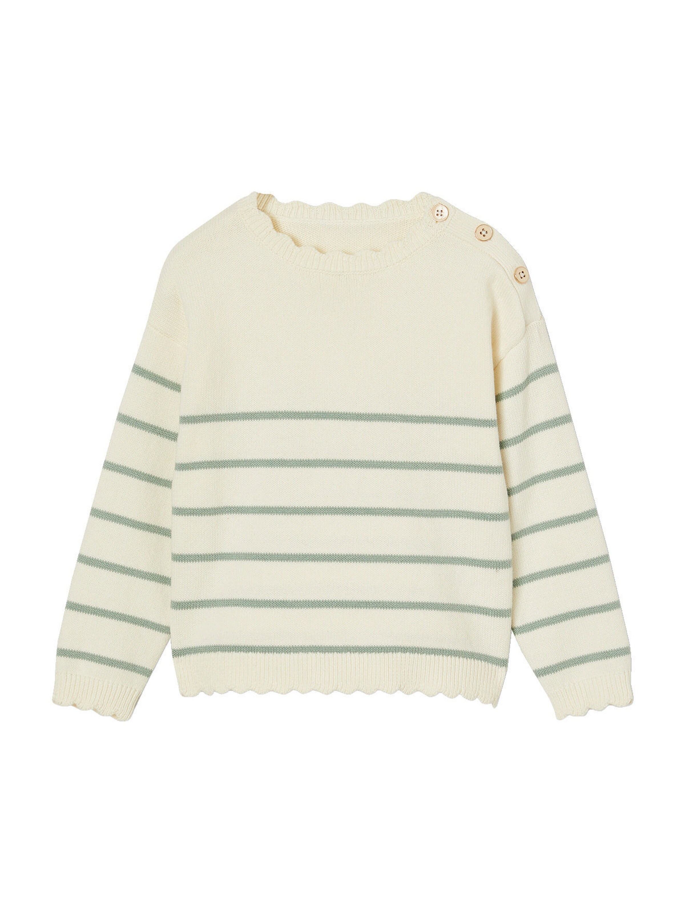 Vertbaudet Mädchen Ringelpullover grün