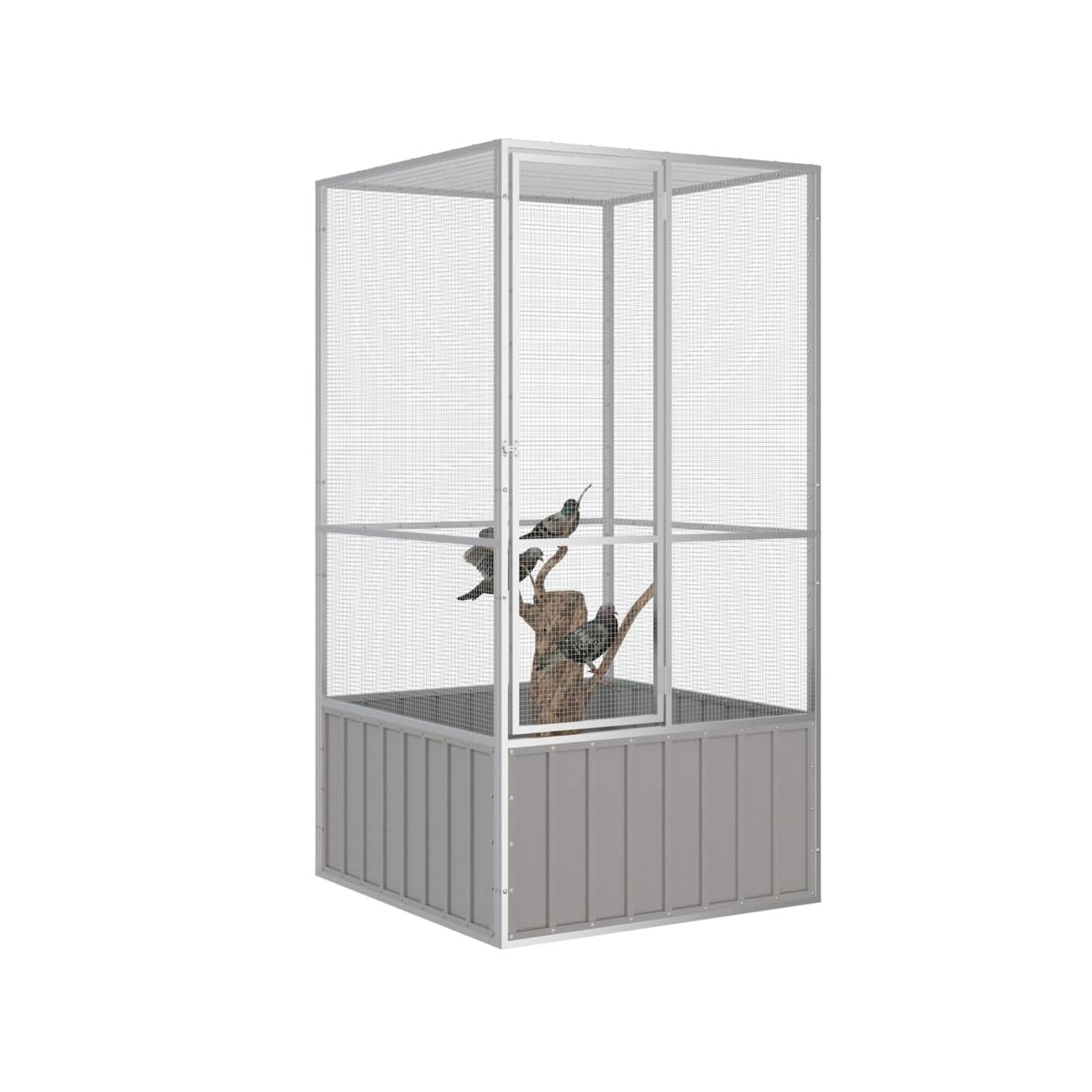 VidaXL Vogelkäfig aus verzinktem Stahl 1,11 m, 1,07 m, 2,115 m
