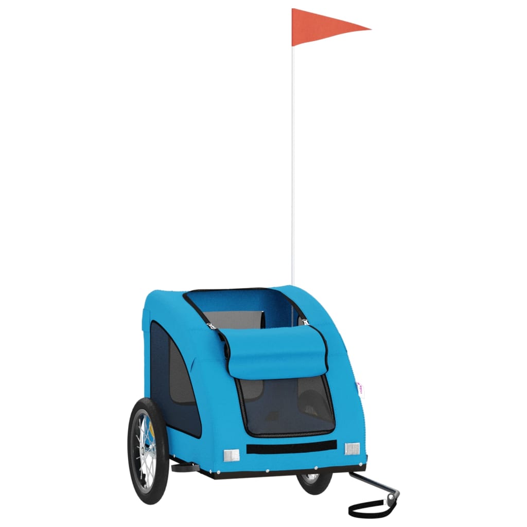 Reboque para cães para bicicletas vidaXL, em ferro e tecido Oxford, azul.