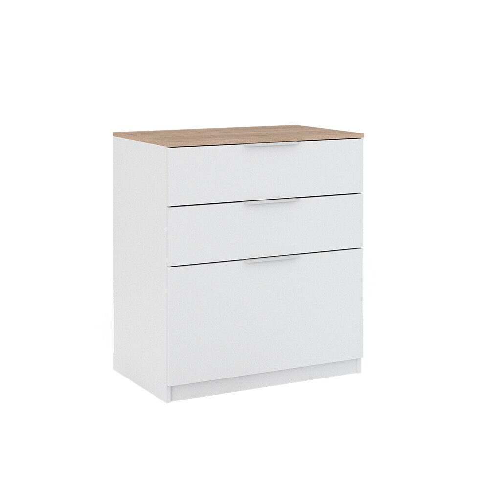 Vicco Kommode Betti 80 x 90 cm in Weiß Sonoma, 3 Schubfächer, Schlafzimmer