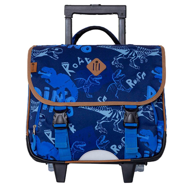 Cartable à roulettes scolaire Dino 41 cm Bleu