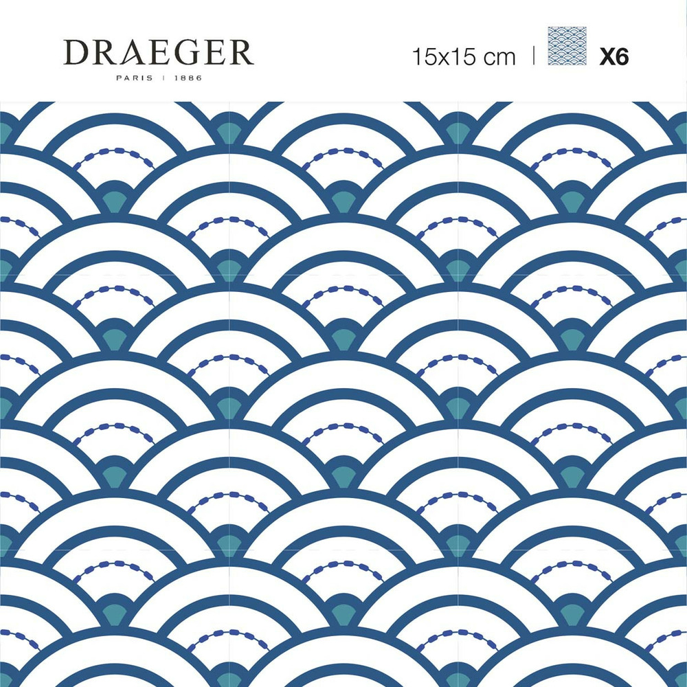 Stickers carrelage 15 x 15 cm - japon vague bleu