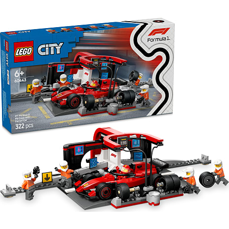 LEGO City F1 pitstop og pitcrew med Ferrari-bil 60443
