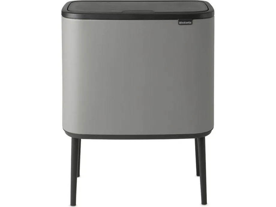 Brabantia Bo Touch Bin - Skraldespand - fliplåg - 33 L - affaldsseparation - stål - mineralbetongrå