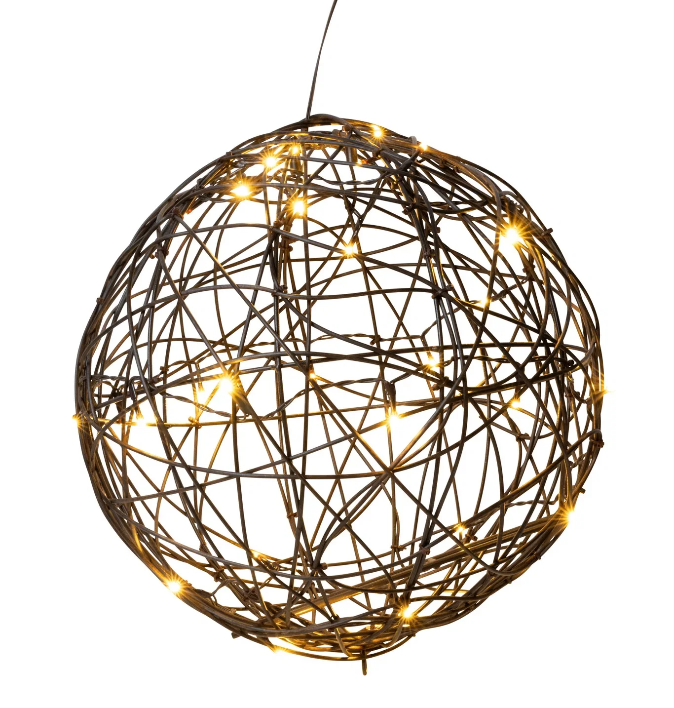 Rattankule med lys Ø35 cm