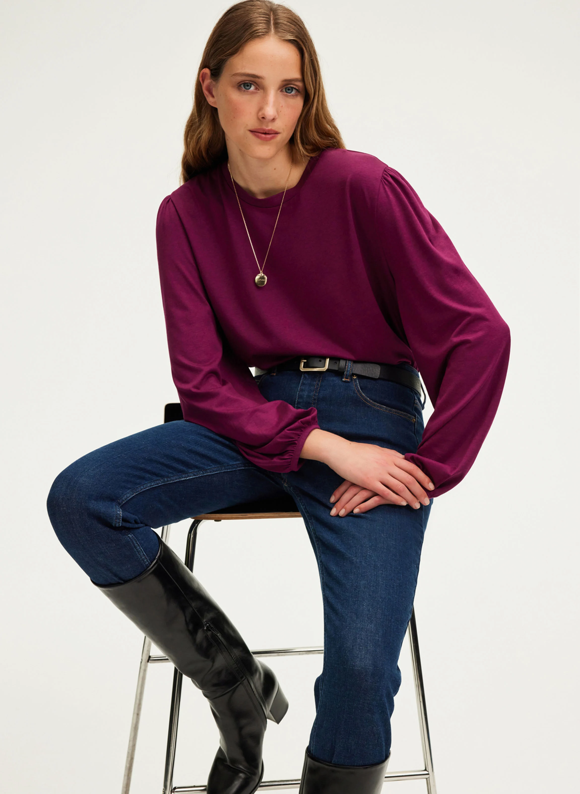 AZLIS - Tee-shirt droit manches longues | Violet