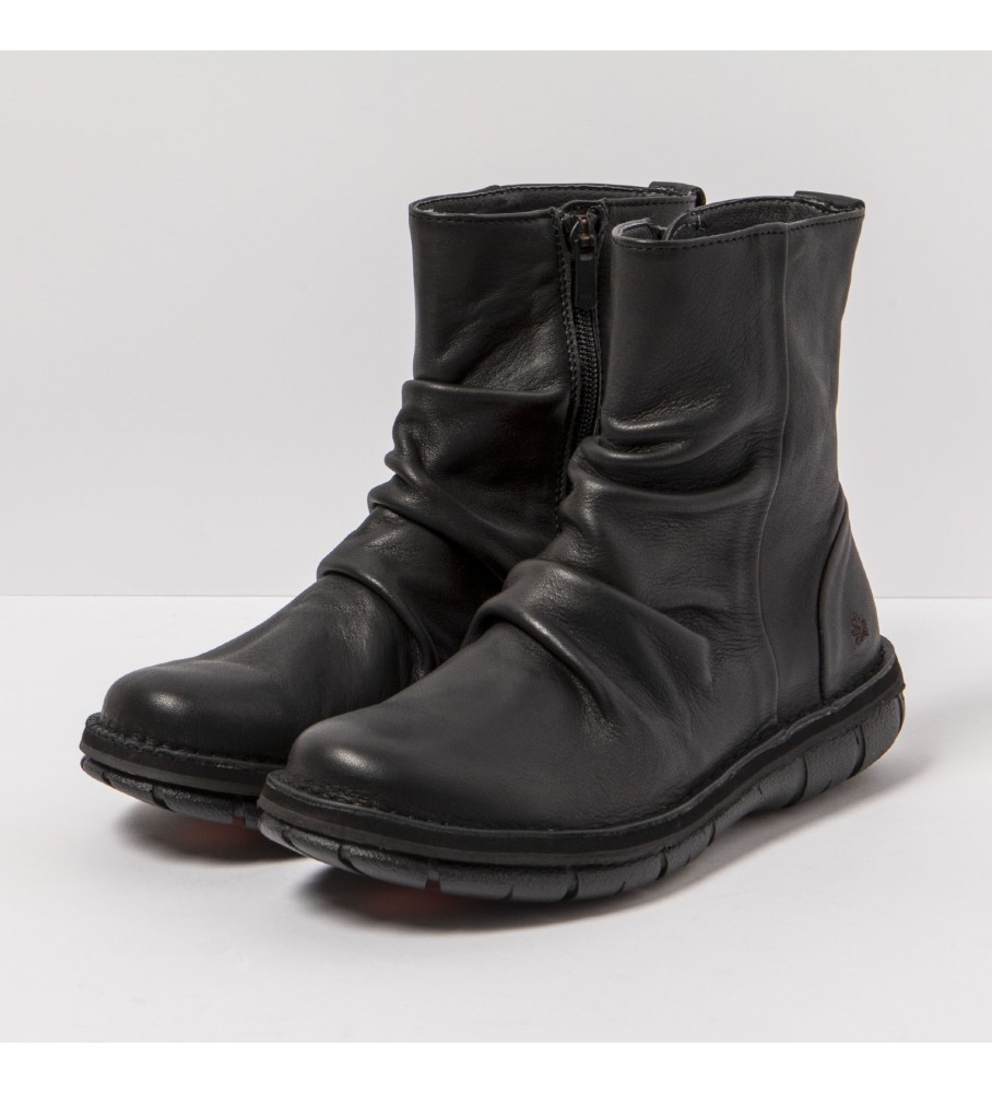 Botas de tornozelo Art em couro preto