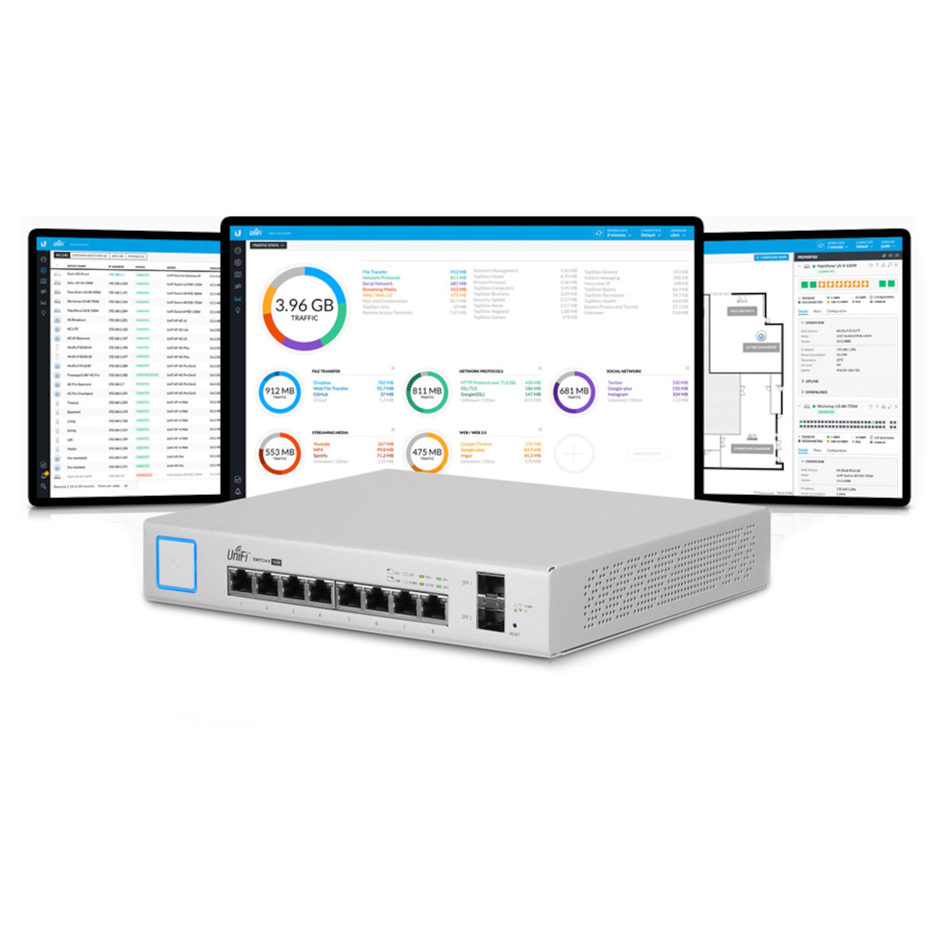 Ubiquiti Unifi US-8-150W POE-gigabitswitch 8 porter