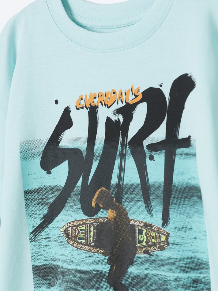 Camiseta com estampa fotográfica - Turquesa
