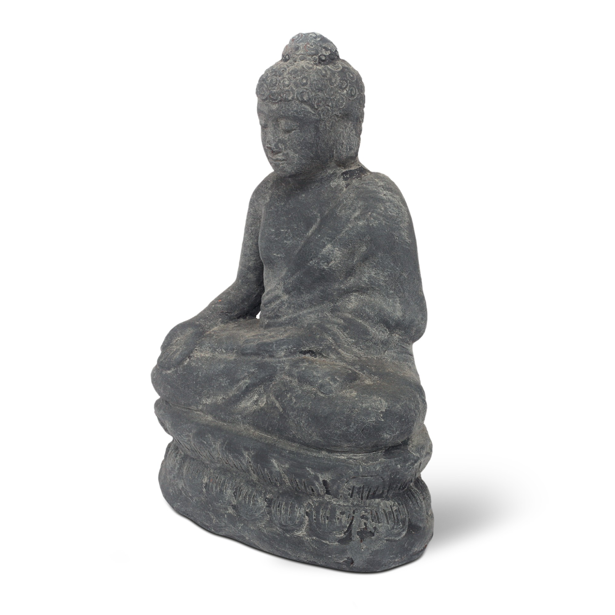 Sitzender Buddha aus Ton, grau, L 10 cm, B 15 cm, H 22 cm von fischer's lagerhaus