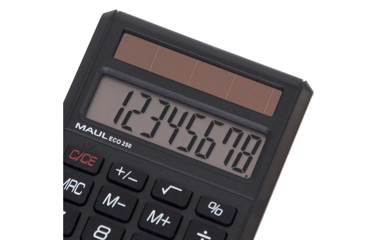 Taschenrechner ECO 250, 8 Stellen, SchwarzSolarbetriebener Tischrechner