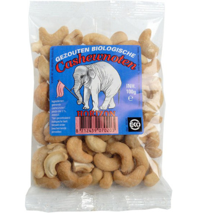 Horizon Cashewnoten geroosterd en gezout bio (100 gr)