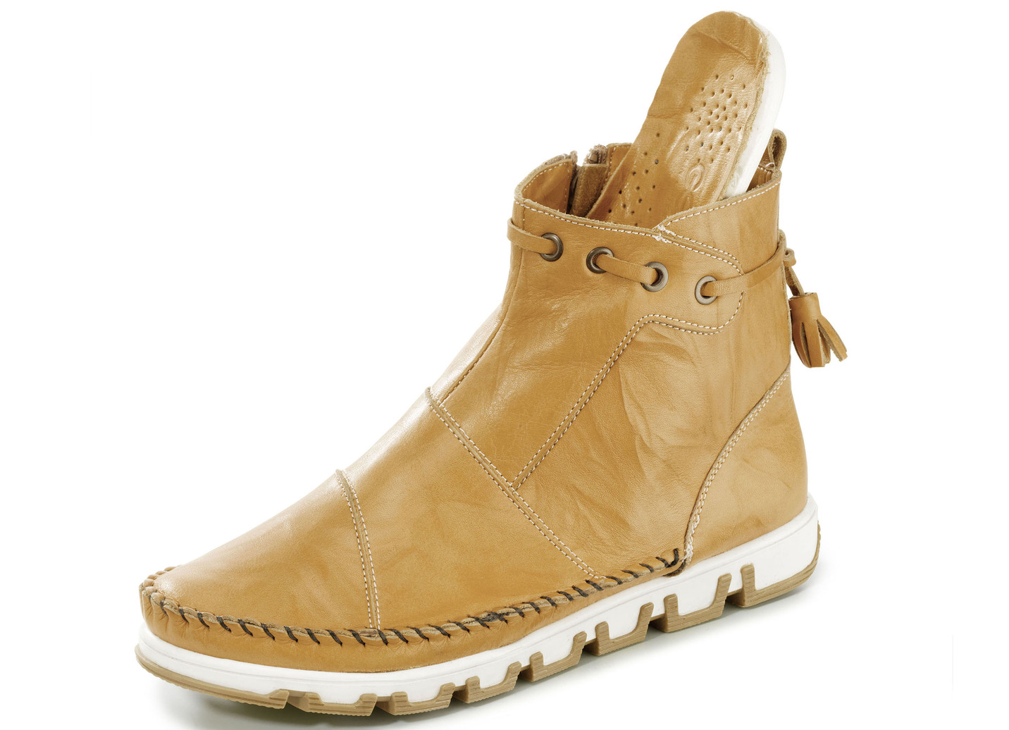 Gemini Mokassin-Stiefelette aus Rind-Nappaleder mit Knitter-Struktur