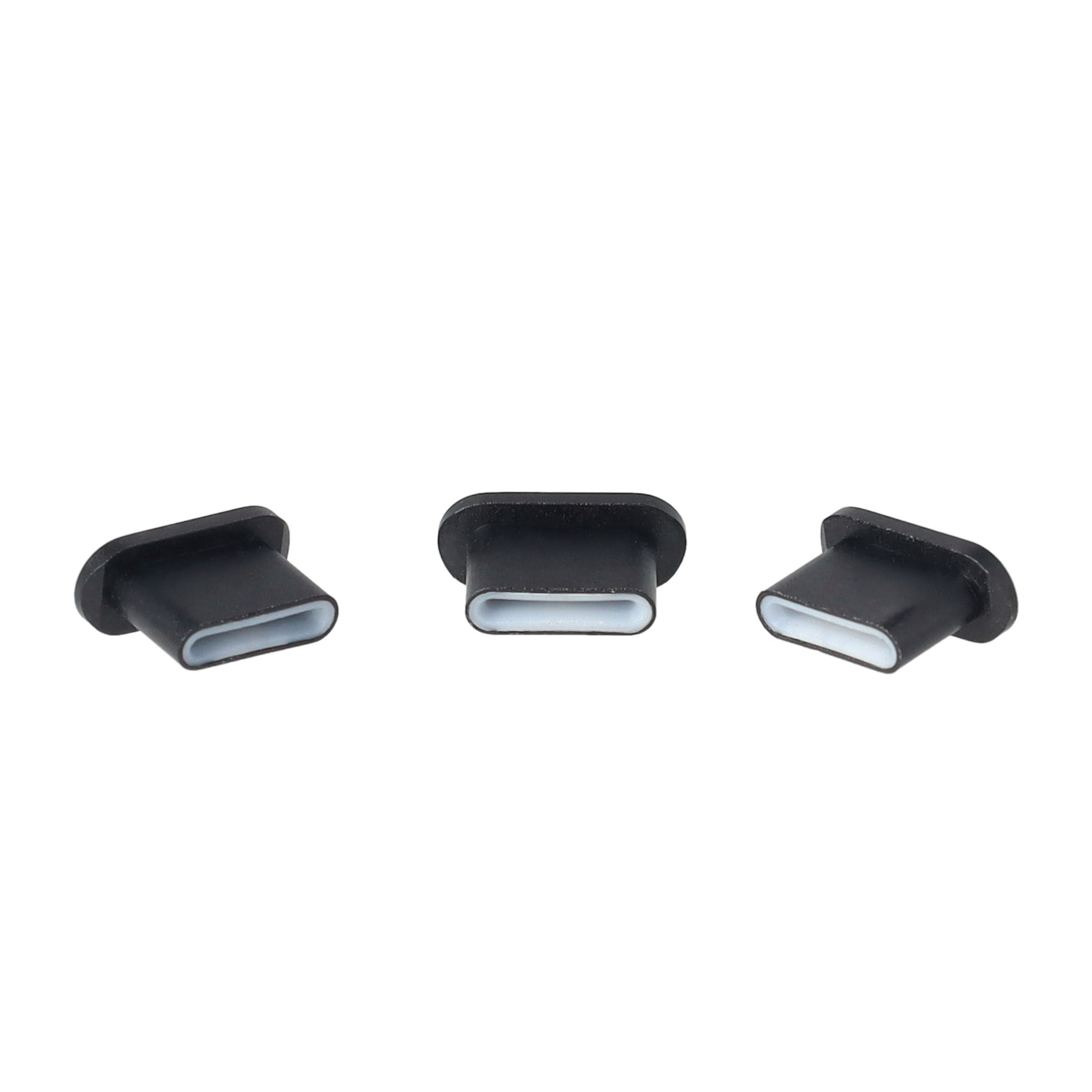 (3er Set) USB C Anti-Staub Metall Schutzstecker Anschlusskappen für Laptop / Notebook / Smartphones - Schwarz
