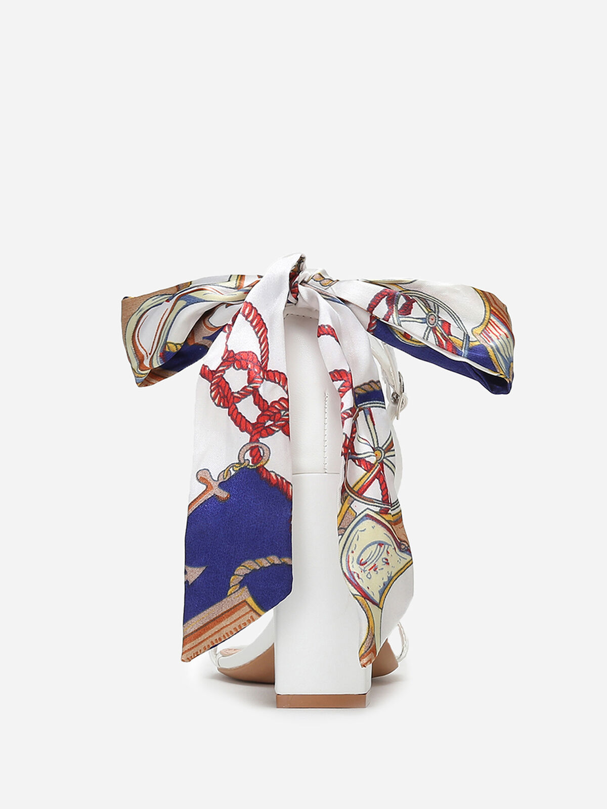 Sandales à foulard satiné imprimé- Blanc