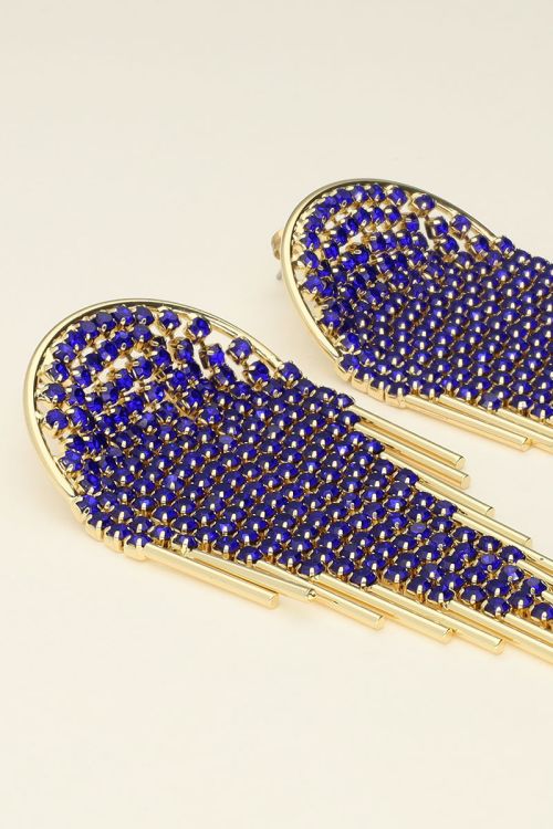 Universe statement oorbellen met blauwe strass