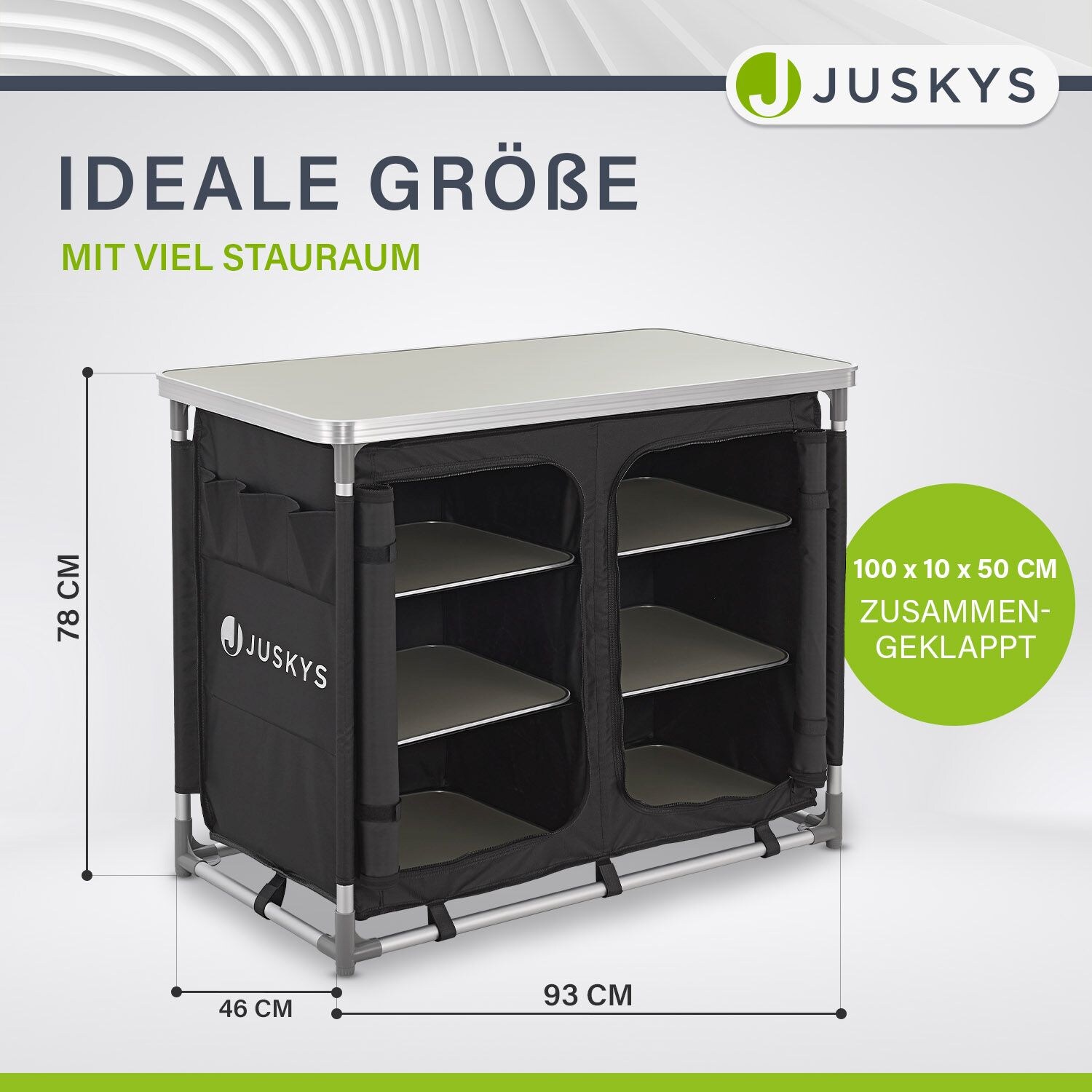 Juskys Campingküche Ruda - Outdoor Küche faltbar mit Schrank - Campingschrank für Zelt - Schwarz