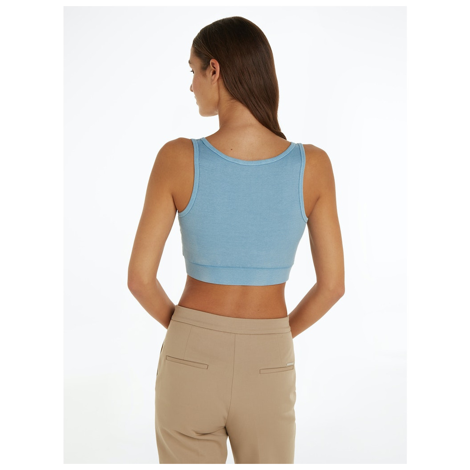 CK Jeans LABEL WASHED RIB CROP V-NECK T