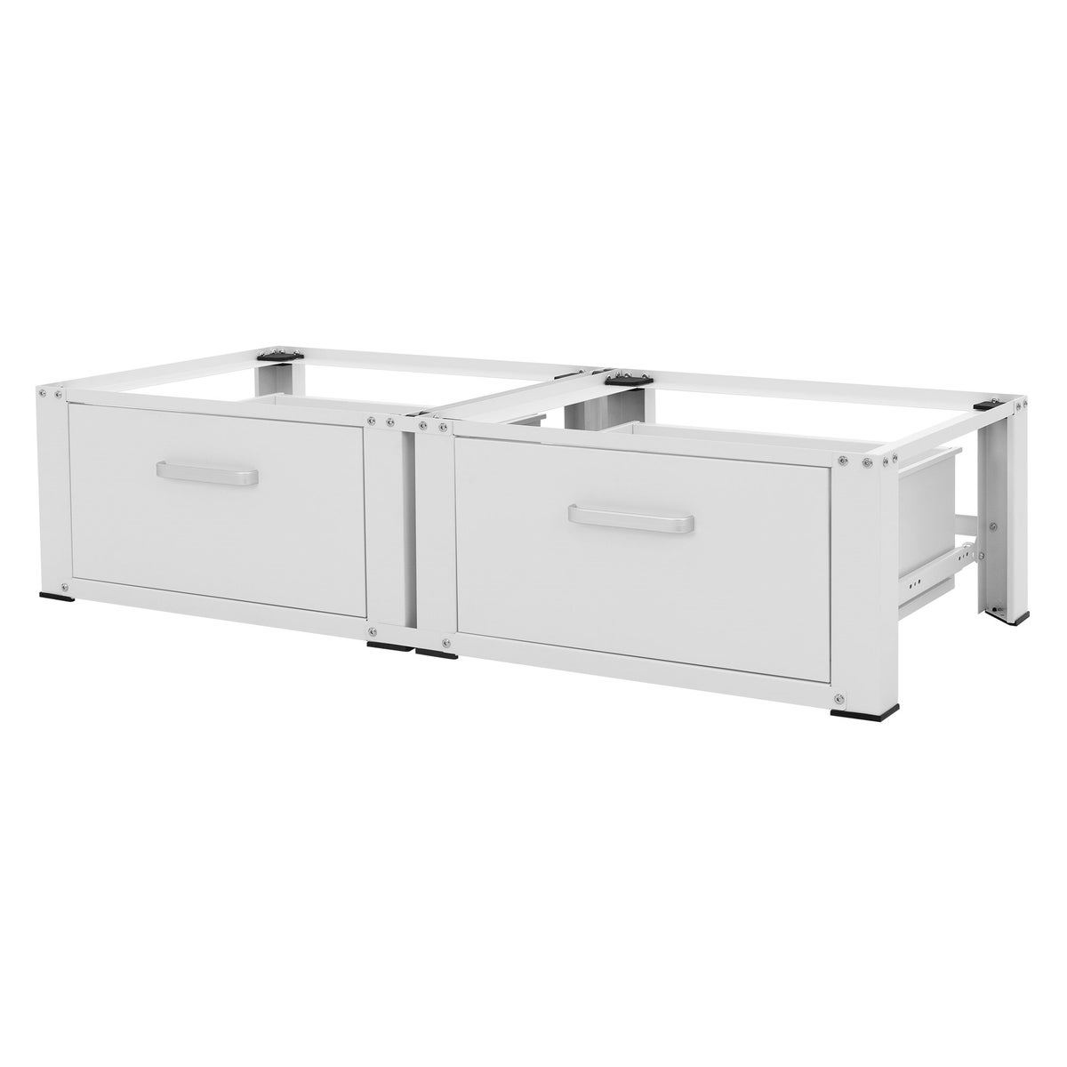 ML-Design Dubbele Wasmachine Onderstel met 2 Laden, Wit, 128x53,5x31,5 cm, Wasmachine Onderstel 2-laags 2x150 kg, Staal, Dubbele Onderstel Dubbele Onderstel Plint Uitbreiding Droger Onderstel