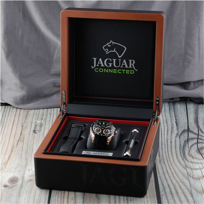 Jaguar - Polshorloge - Roségoud - Leer - Zwart - Saffierglas - 10 ATM