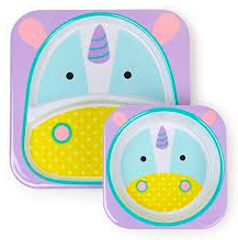 SET MELAMINE ZOO LICORNE - Mauve