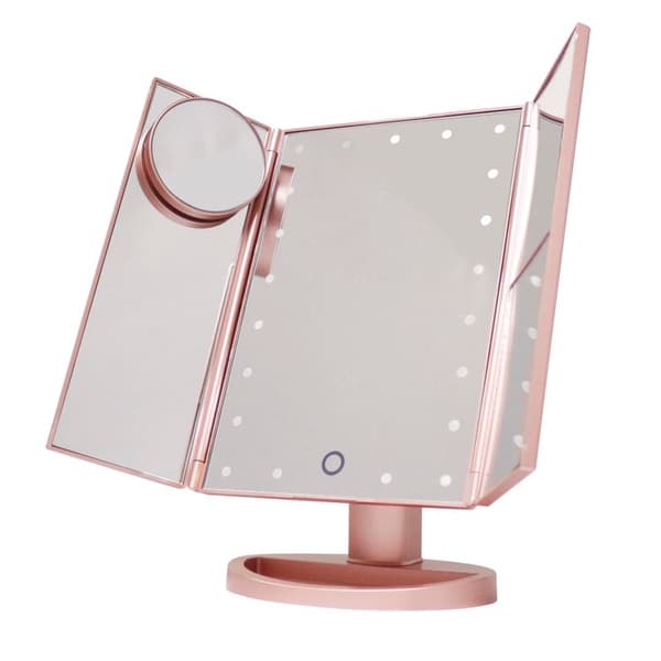 UNIQ LED Trifold Hollywood sminkespeil - RoseGold