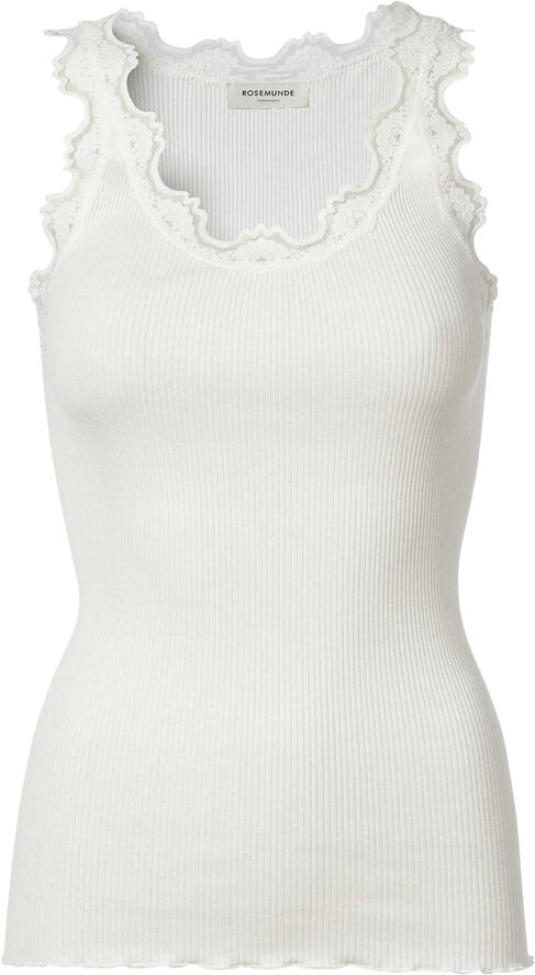 Rosemunde Silketop m. blonde Hvid