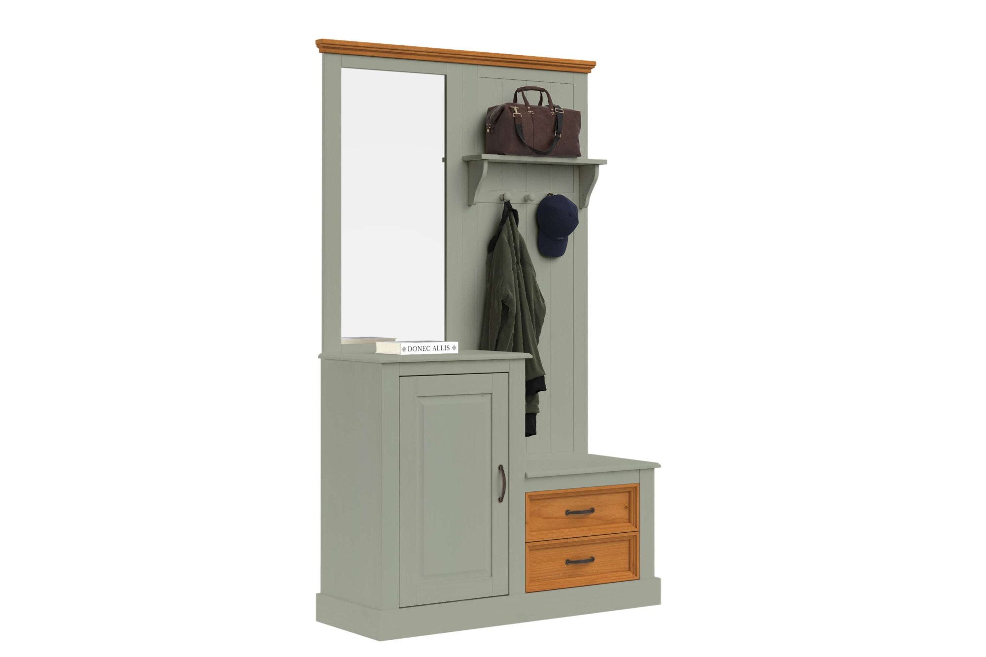 Home affaire Kompaktgarderobe »Selma Garderobe inkl. Kommode, 2 Schubkästen, Spiegel« Kompaktgarderobe, mit Spiegel, Haken und Hutablage, Breite 110 cm