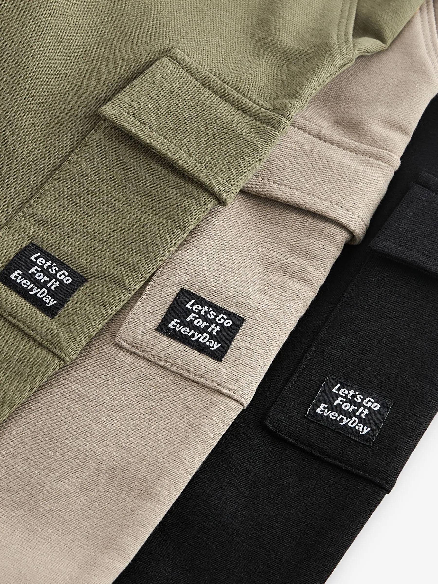 Kakigroen/grijs/zwart - Set van 3 superskinny utility-joggingbroeken (3 mnd-7 jr)