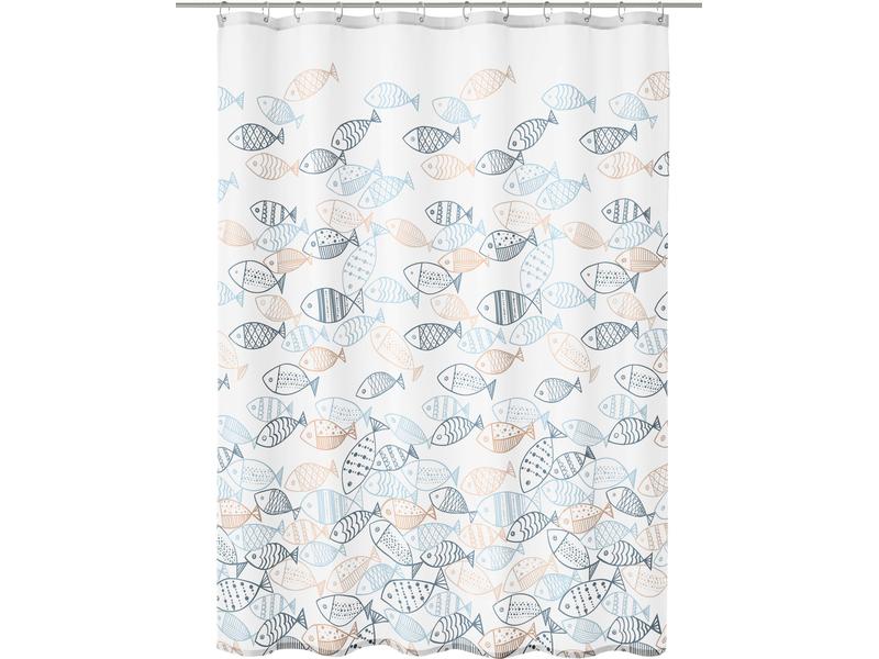 Kleine Wolke Duschvorhang Sardinas 180 x 200 cm, Mehrfarbig Badevorhang aus Ökoplastik