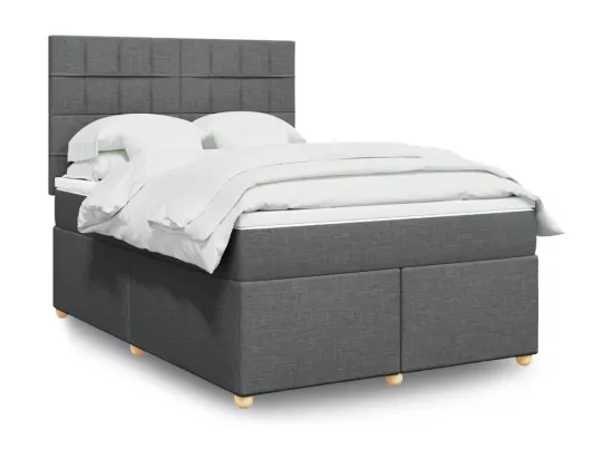 Sommier à lattes de lit avec matelas Gris foncé 140x190cm Tissu