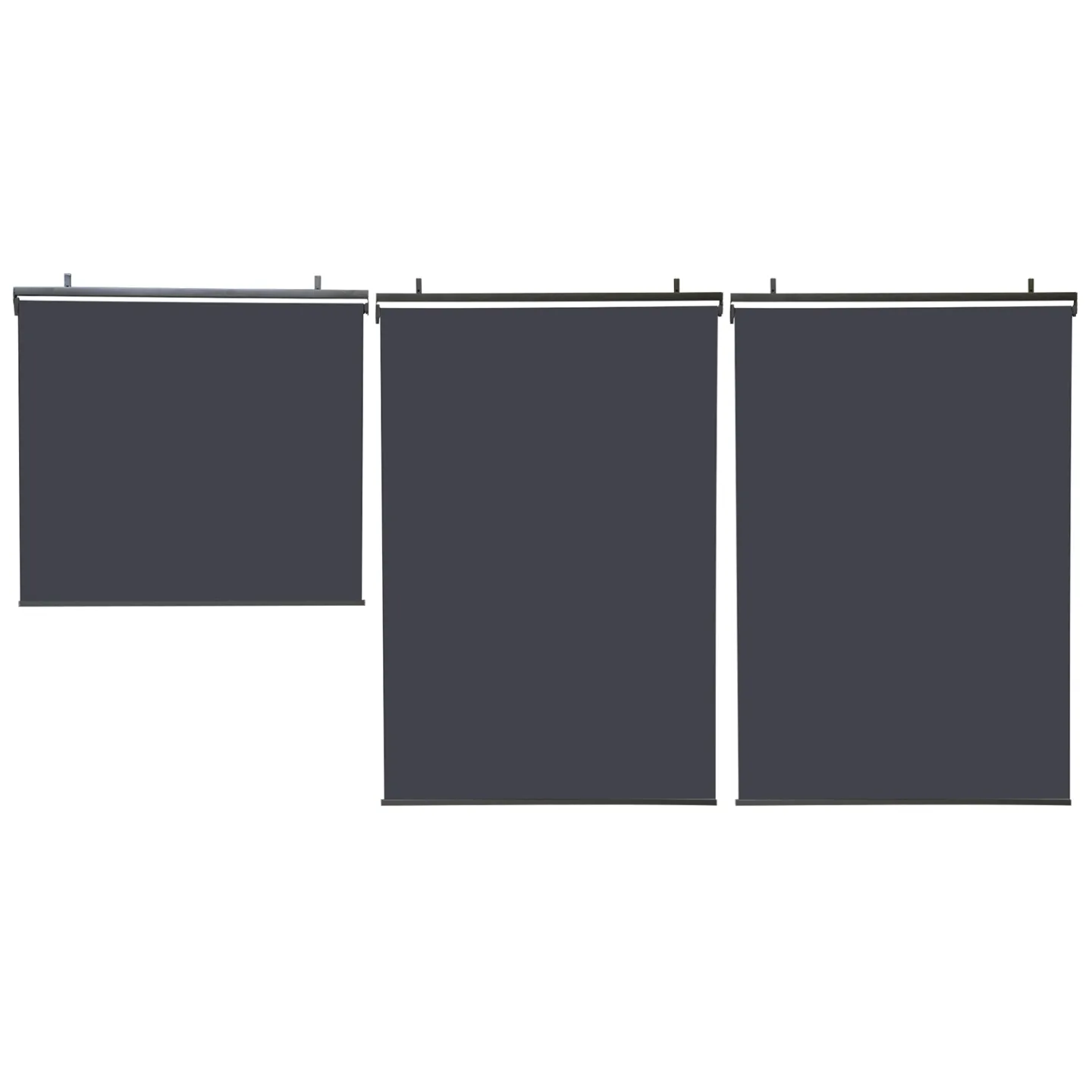 Lot de 3 stores enrouleurs L.124 x H. 225 CM pour pergola gris anthracite