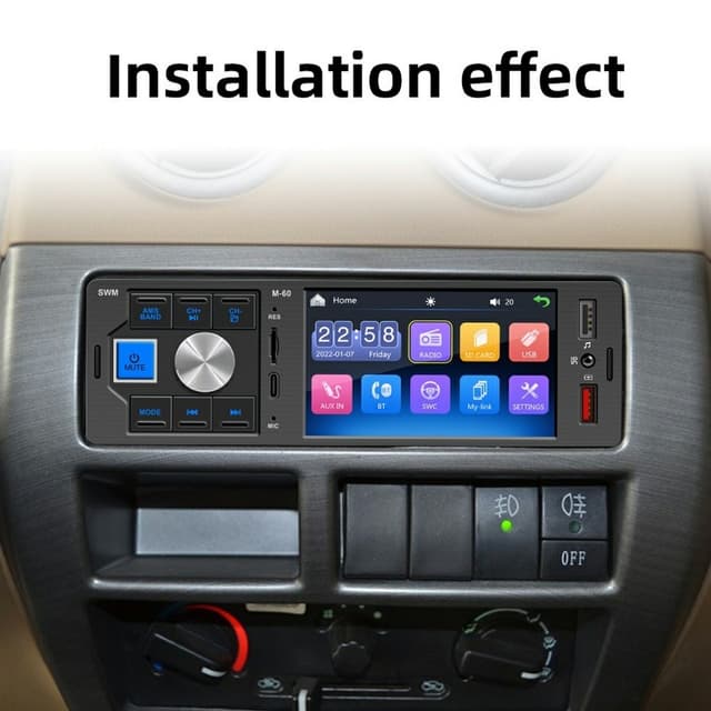 Bilstereo M-60 4,1-tommer HD Touchscreen MP5 Bluetooth Dual USB Reverse Image Player