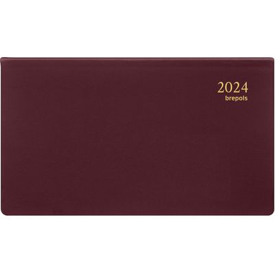 Agenda Omniplan Seta - 1 semaine par page - 16 x 9 cm - bordeaux - Brepols