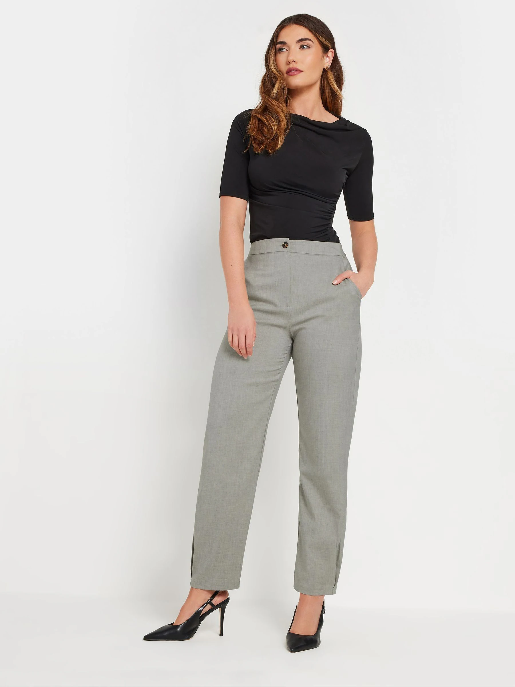 Grijs - Long Tall Sally Pleated Barrel Trousers