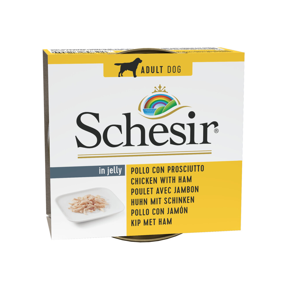 Schesir Hondenvoer Blik Jelly Kipfilet en Ham150 gr