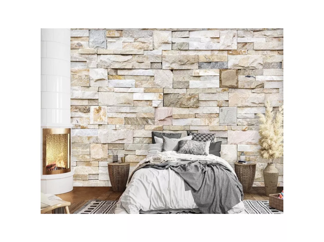 Papier peint mur de grès beige - 350 x 245 cm