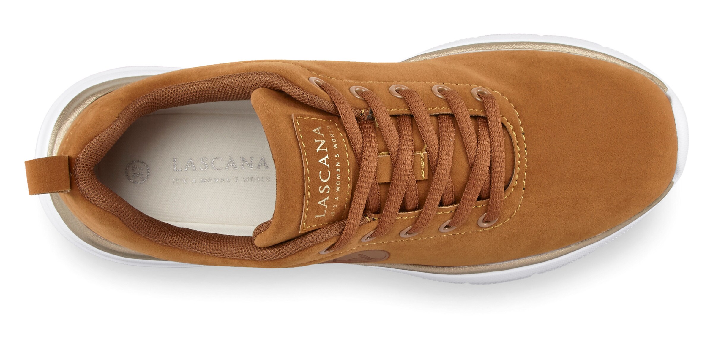 LASCANA Sneaker in camelfarben-goldfarben