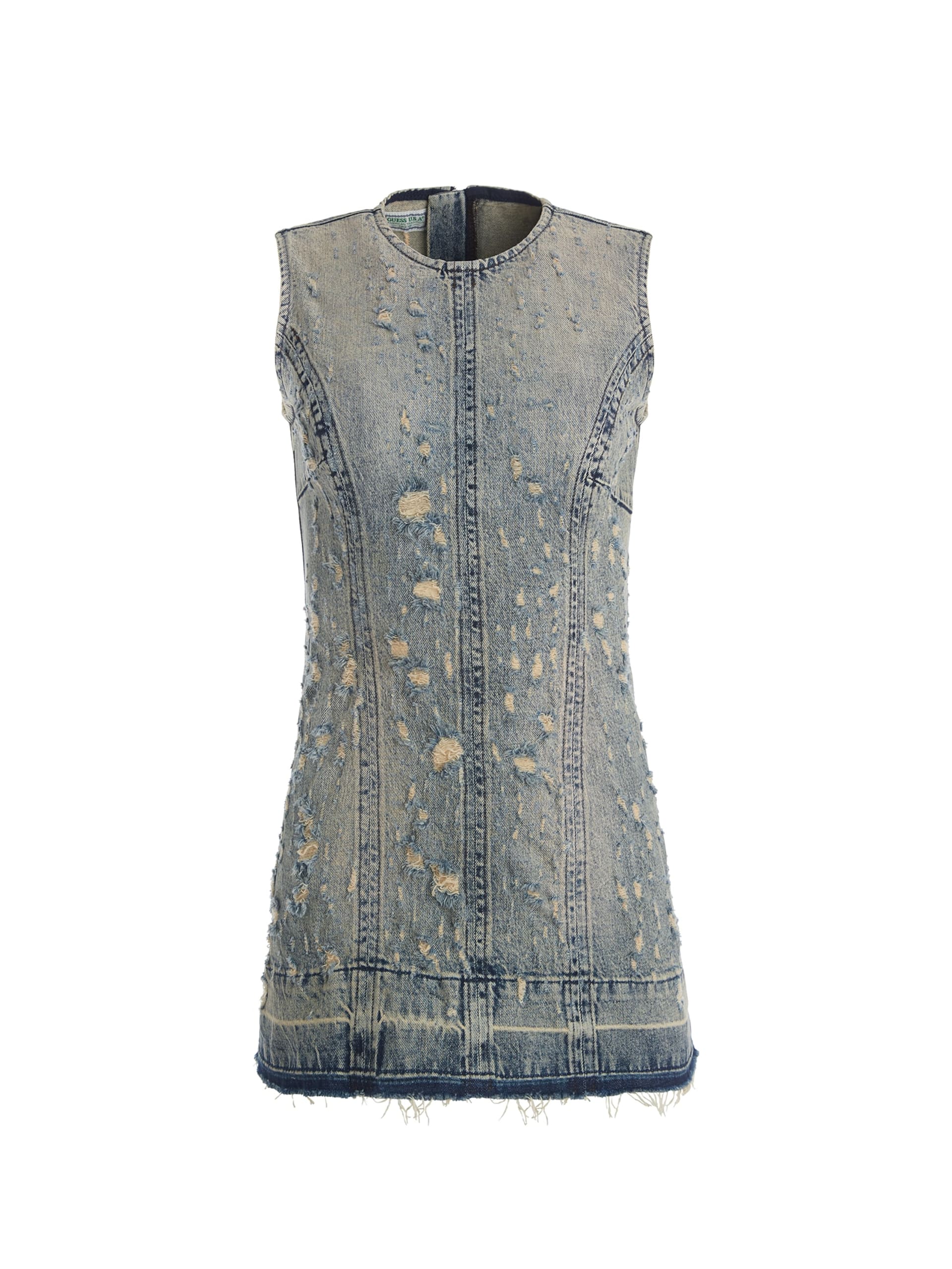 vestido curto jeans desgastado