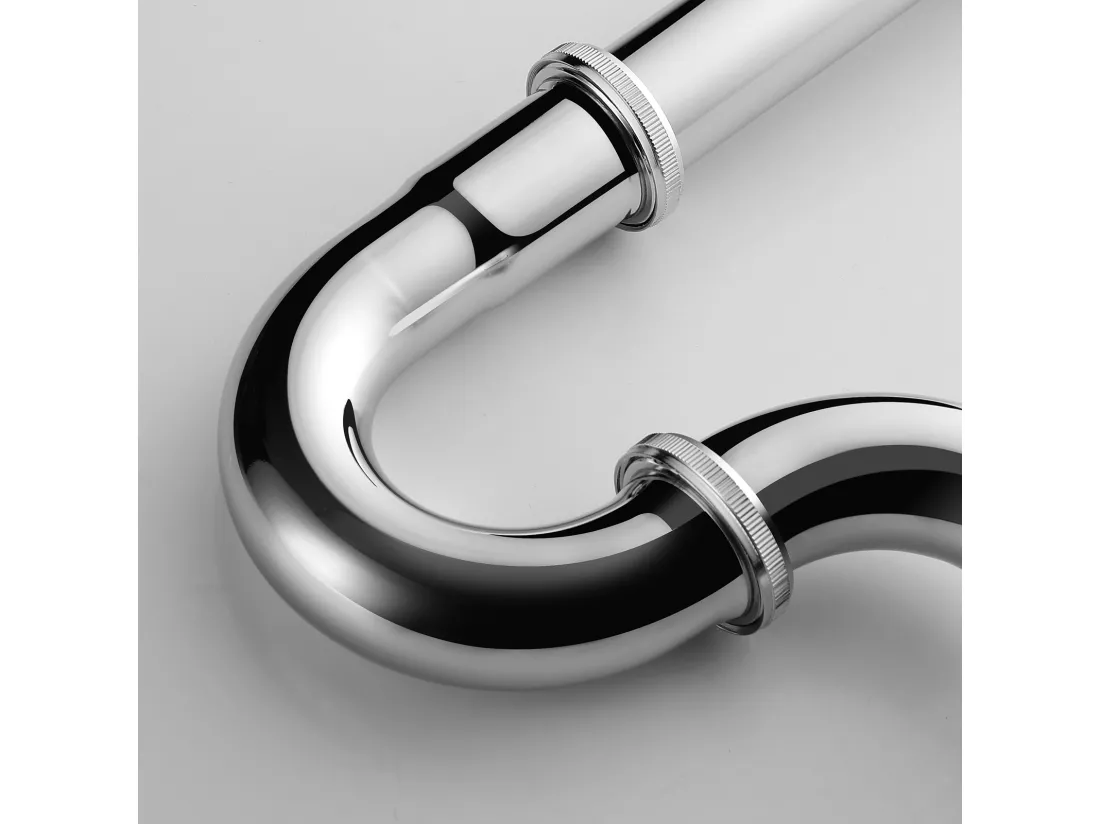 AuraLum Max Siphon de Lavabo Tube Universel Diamètre de 32mm Siphon en Chromé Anti Odeur Lavabo Siphon Plomberie pour Cuisine Salle de Bain,EU Modèle