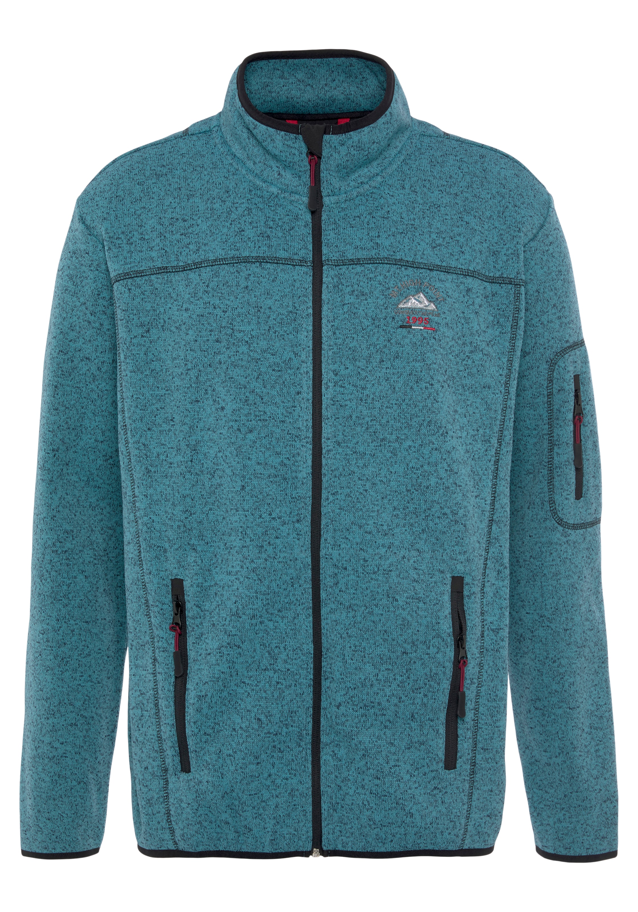 Man's World Strickfleecejacke für die Übergangszeit, mit Reissverschlusstaschen, mit Stehkragen