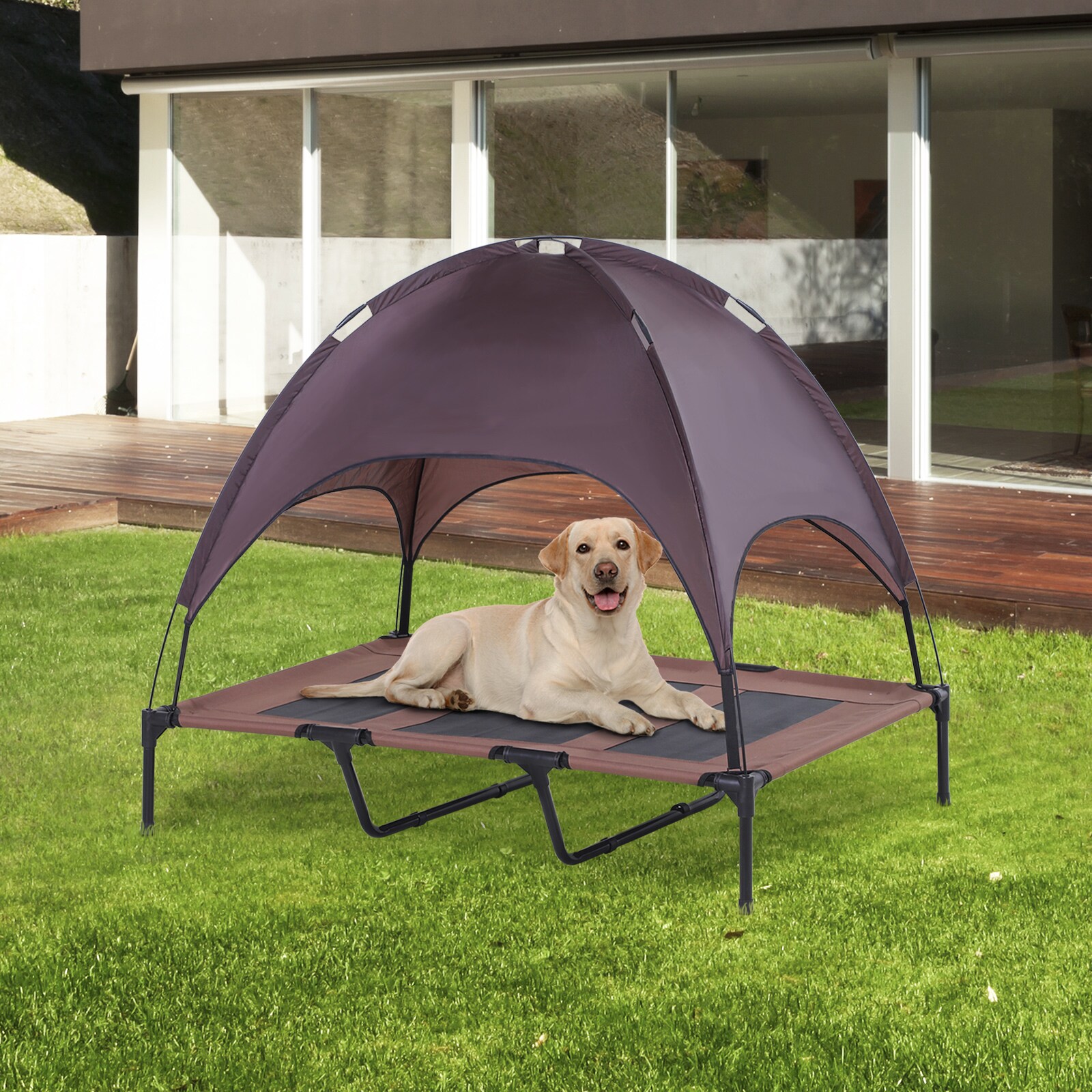 PawHut Hundebett mit Baldachin 122 x 92 x 108 cm (LxBxH)