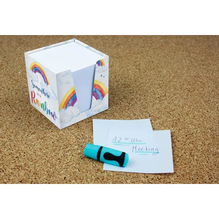 RNK Verlag Notizklotz, 9 x 9 cm, weiß, Motiv “Rainbow”