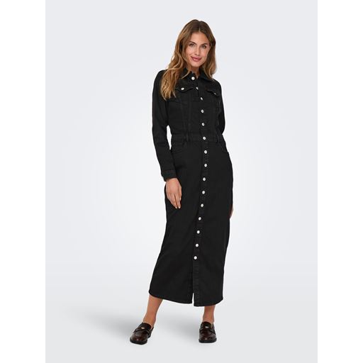 ONLY Ellen Longstretch Denimkjole, Washed Black, XL