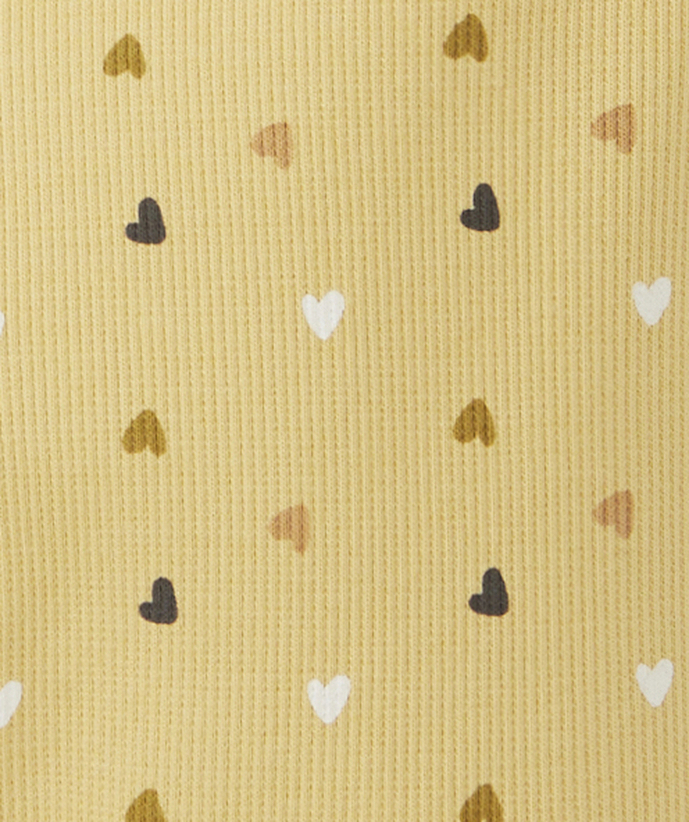 LEGGING CÔTELÉ FILLE EN COTON BIO JAUNE IMPRIMÉ COEURS