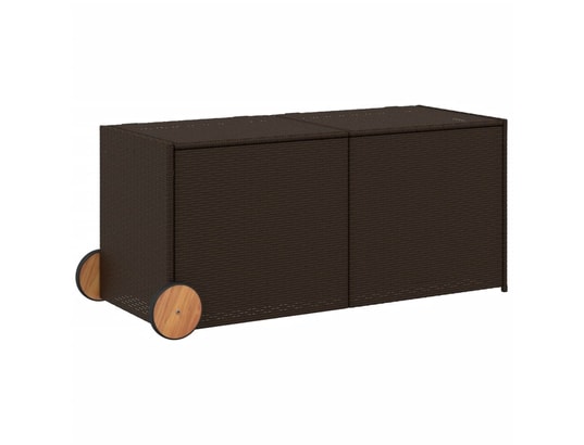VIDAXL - Coffre Boîte de rangement de jardin et roues marron 283l poly rotin