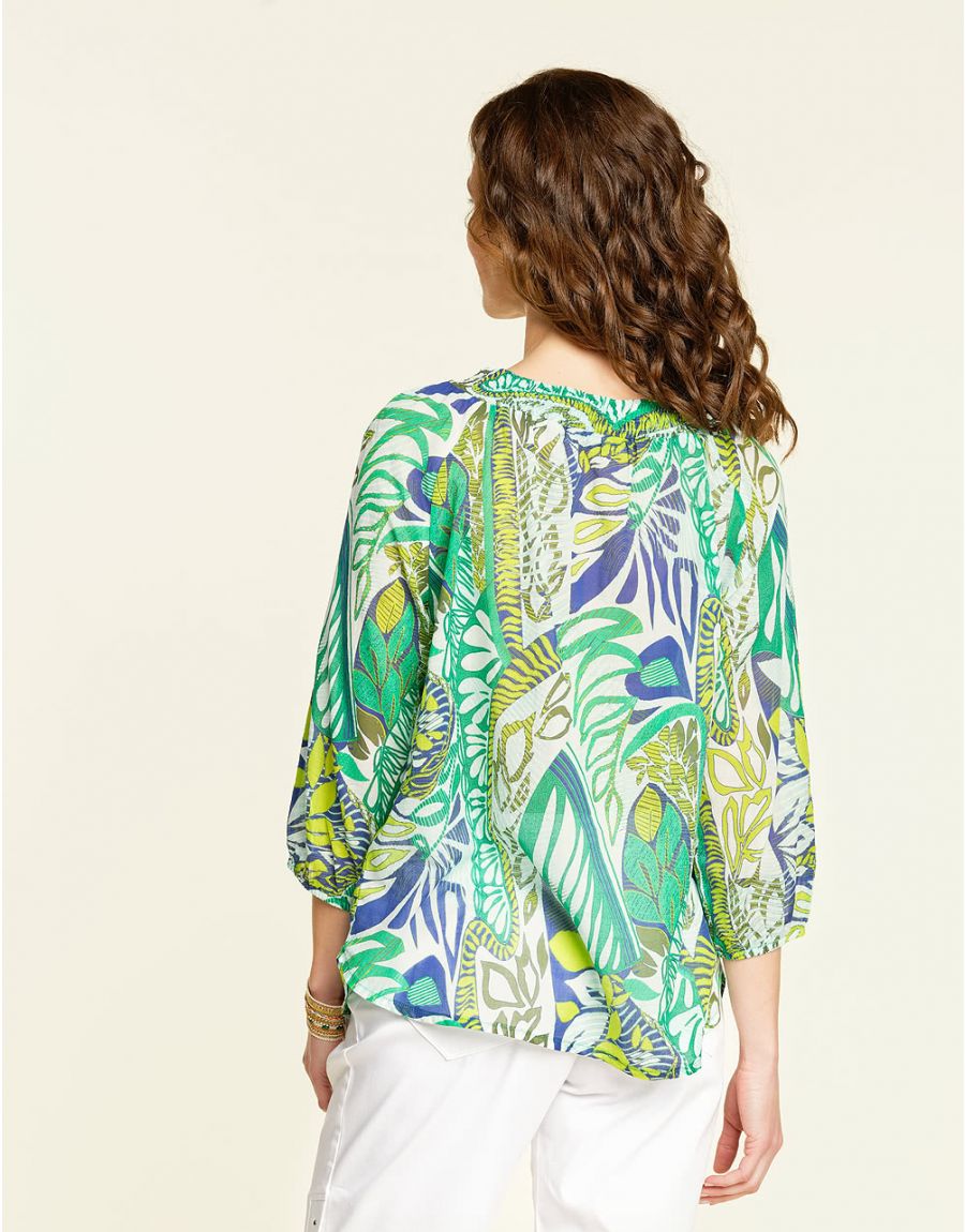 Blouse en coton verte